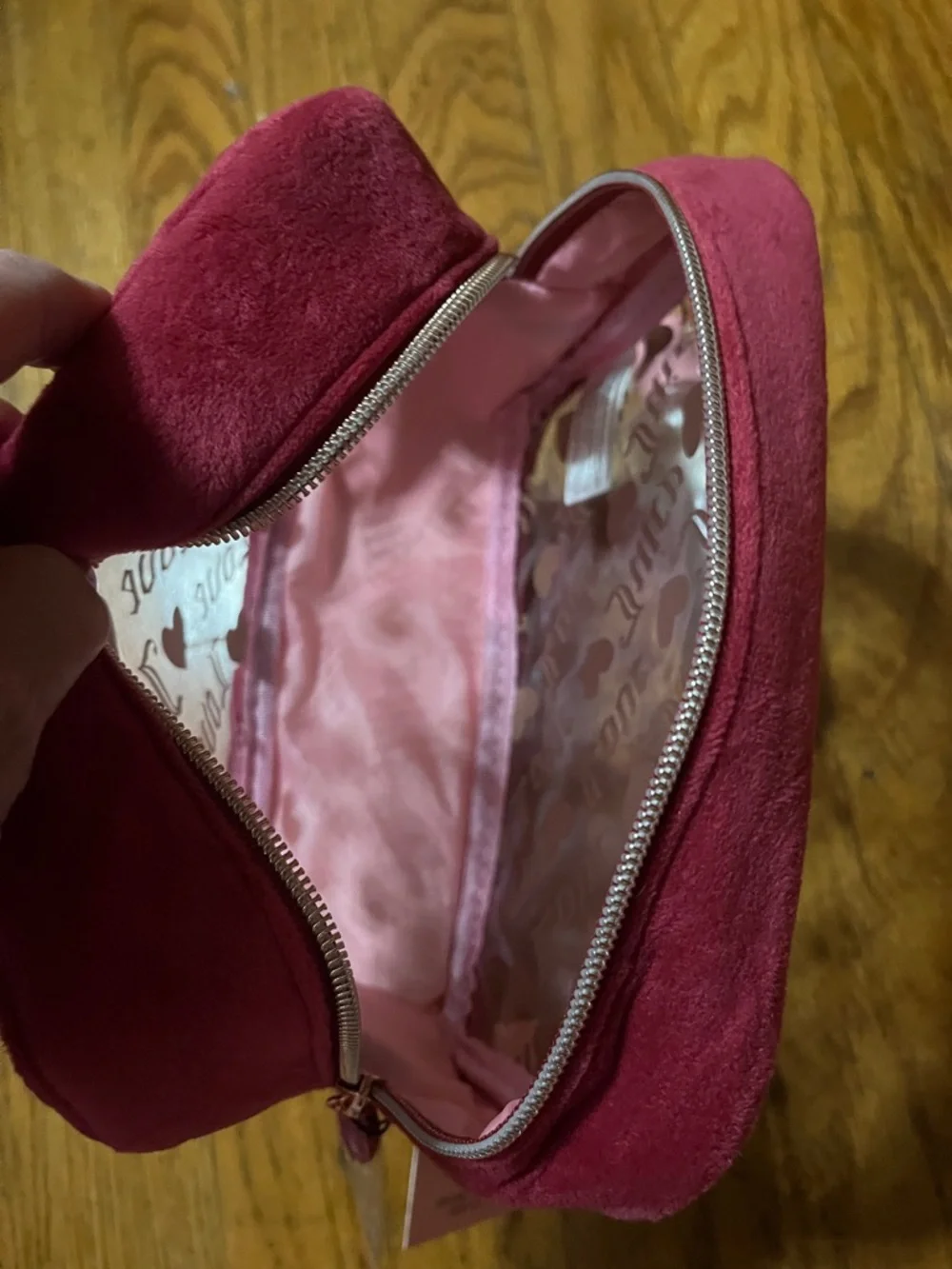 NWT Juicy Couture Clear Cosmetic Bag with Velvet Trim and Juicy Travel Bottle